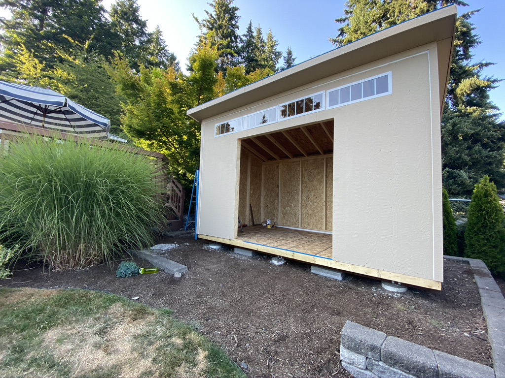 Shed with soffit and trim