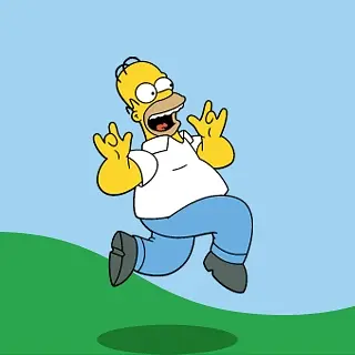 Homer Simpson prancing along